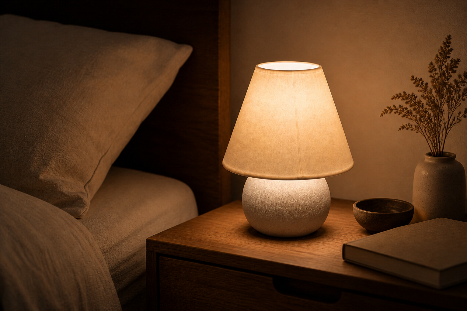 Lumofield lamp in a warm home interior.